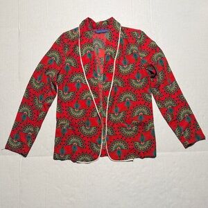 VINTAGE - SCARLET ROOS Vibrant Red Patterned Women's Alexia Jacket France Size 2